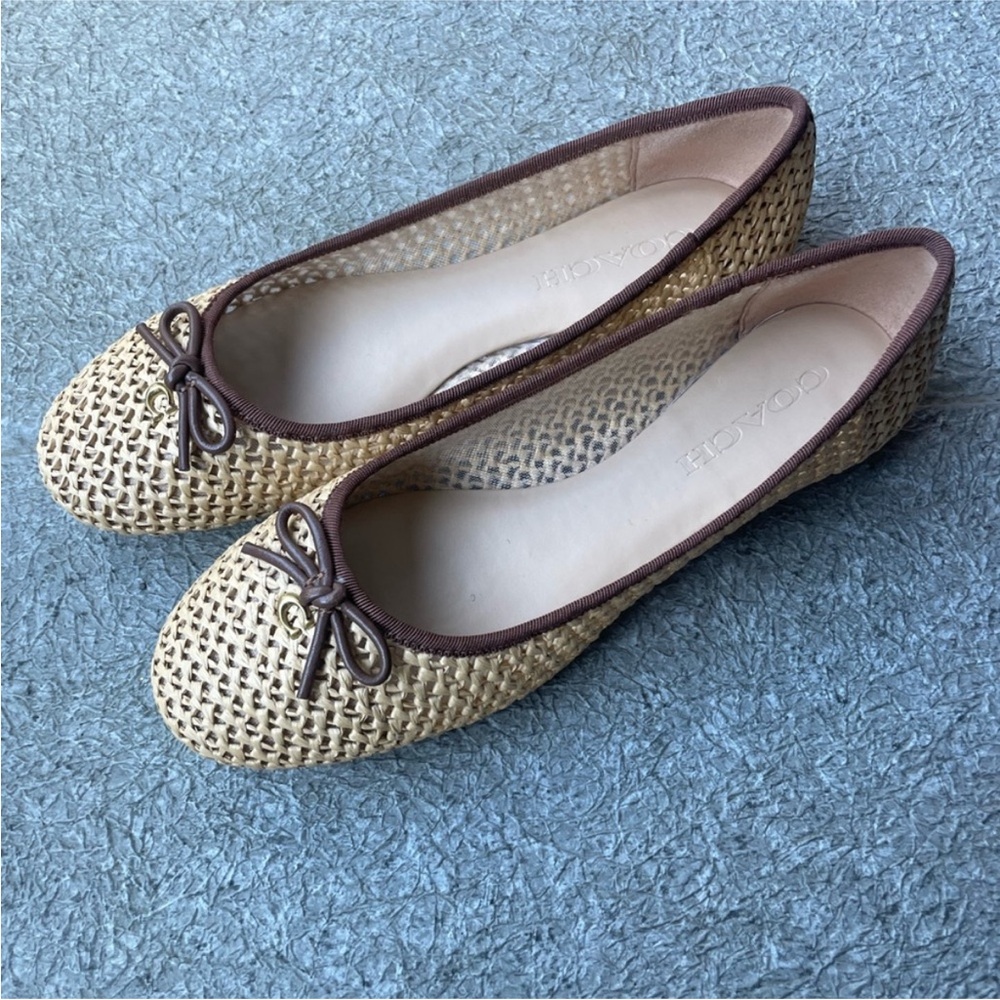 Coach Tan and Brown Woven/Crochet Flats